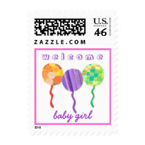 Welcome baby girl balloon stamp stamps