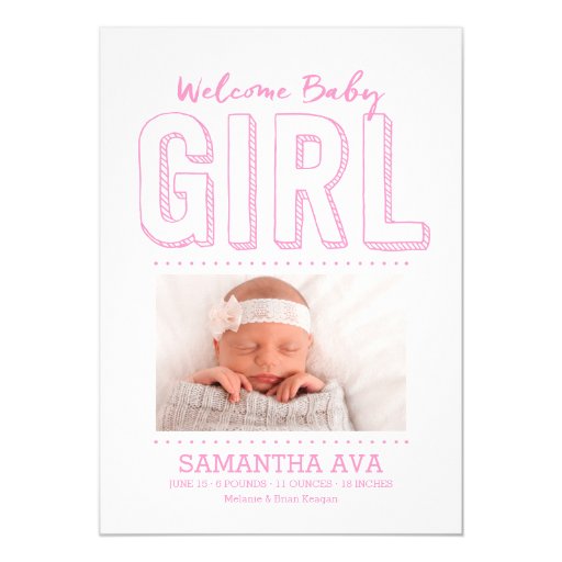 Baby Girl Birth Announcement Zazzle