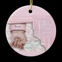 Welcome Baby Girl (customizable) ornaments