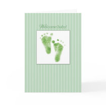 Welcome Baby, Green, Congratulations New Baby Feet Cards