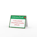Welcome Back Teacher Note Card