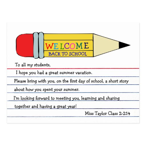 Welcome Back To School Pencil Postcard | Zazzle