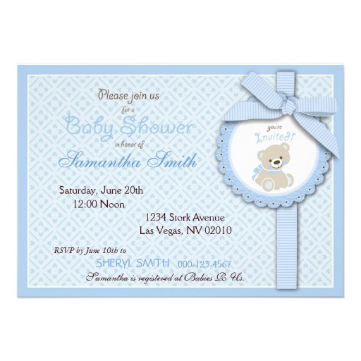 Welcome Bear Boy Invitation Card