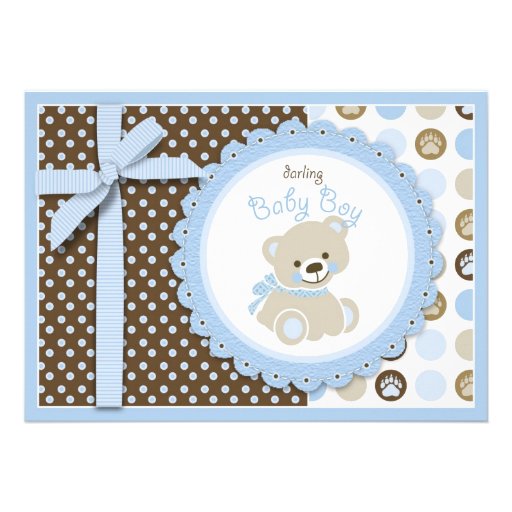 Welcome Bear Boy Invitation Card (front side)