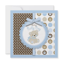 Welcome Bear Boy Square Custom Announcements