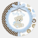 baby, infant, newborn, child, boy, baby shower, invitation, announcement, bear, teddy bear, stuff animal, toy, pregnant, expecting, mother to be, motherhood, ribbon, bow, paw, print, pattern, dot, stripe, medallion, cute, cuddle, sweet, sticker