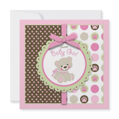 Welcome Bear Girl Invitation Square (10-pack)