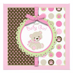 Welcome Bear Girl Invitation Square