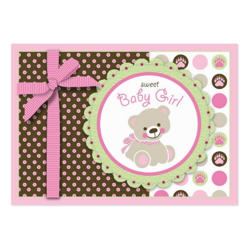 Welcome Bear Girl Reminder Notecard Business Card Templates (front side)