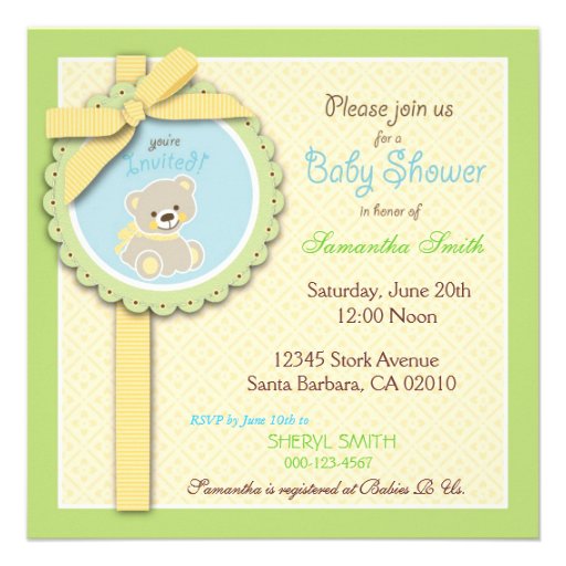 Welcome Bear Invitation Square