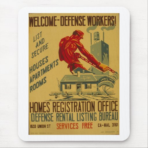 Welcome Defense Workers Advertisement Poster 1941 Mousepad