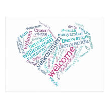 Welcome Heart (many languages) Postcard