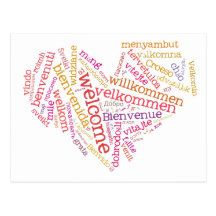 Welcome Heart (many languages) Postcard