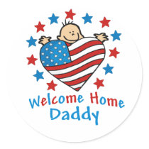 Welcome Home Daddy Baby Heart Sticker