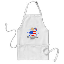 Welcome Home Daddy Stick Figure Baby Aprons