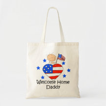 Welcome Home Daddy Stick Figure Baby Tote Bag
