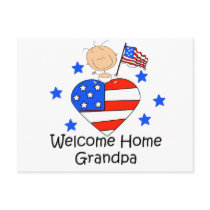 Welcome Home Grandpa Stick Figure Baby Postcard