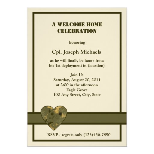 welcome home military custom invitation zazzle welcome home invitations