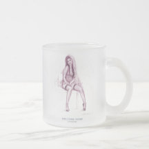 "WELCOME HOME"  Pinup girl frosted coffee mug