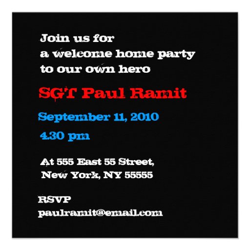 Welcome Home Soldier Party 2 Invitation
