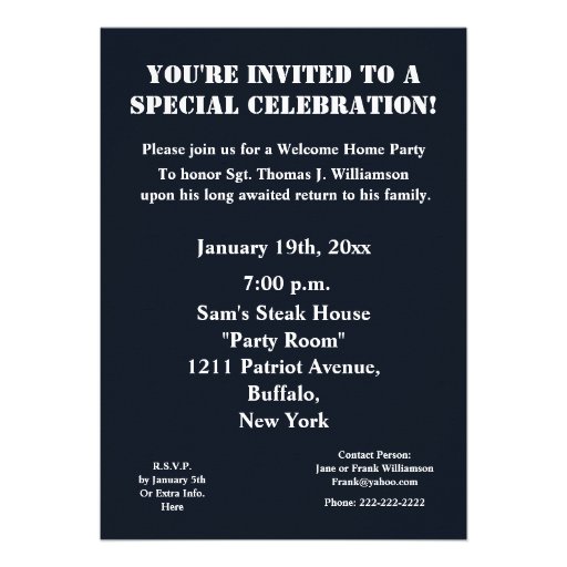Welcome Home Troops!-U.S. Flag Invite