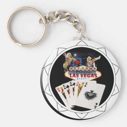 Welcome Sign Black Poker Chip Key Chains