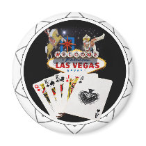 Welcome Sign Black Poker Chip Fridge Magnets