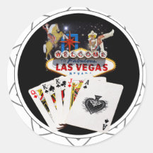 Welcome Sign Black Poker Chip Round Sticker