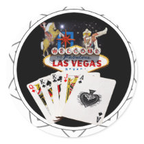 Welcome Sign Black Poker Chip Round Sticker