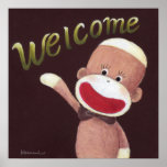Welcome Sock Monkey Poster