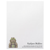 Welcome Spring · Bear in Purple Overall Custom Letterhead