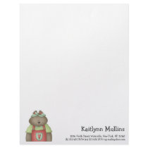 Welcome Spring · Bear in Red Overall Letterhead