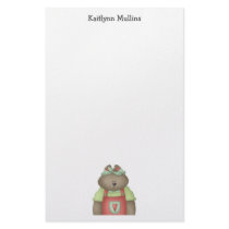 Welcome Spring · Bear in Red Overall Custom Stationery