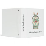 Welcome Spring · Bunny & Teal Flower Pot Vinyl Binder
