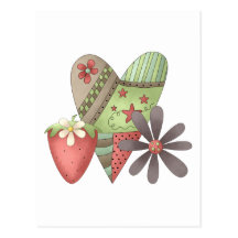 Welcome Spring · Heart, Strawberry & Flower Postcard