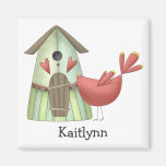 Welcome Spring · Red Bird & Birdhouse Refrigerator Magnets