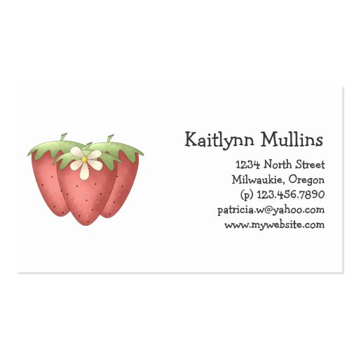 Welcome Spring · Strawberries & Flower Business Card (front side)