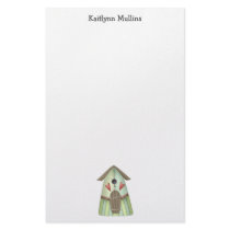Welcome Spring · Teal Birdhouse Stationery Paper
