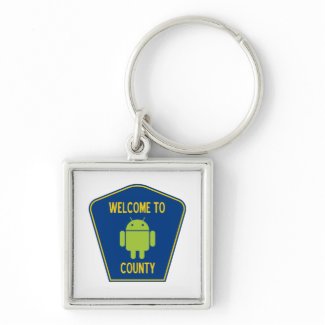 Welcome To Android County (Bug Droid Sign) keychain