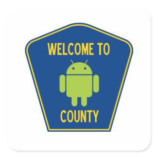 Welcome To Android County (Bug Droid Sign) sticker