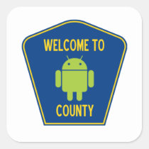 Welcome To Android County (Bug Droid Sign) Sticker