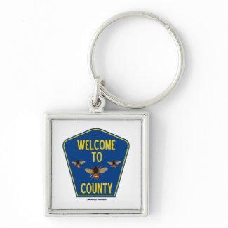 Welcome To Bees County (Three Bees Sign) zazzle_keychain