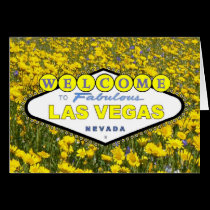 Welcome To Fabulous Las Vegas Yellow Flowers Card