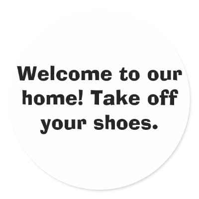take off your shoes sign