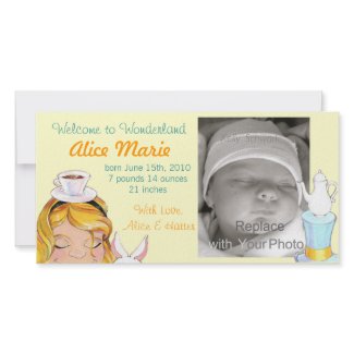 Welcome to Wonderland Birth Announcement Butter photocard