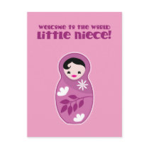 Welcome to world little niece babushka Doll cute Post Card