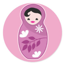 Welcome to world little niece babushka Doll cute Round Stickers