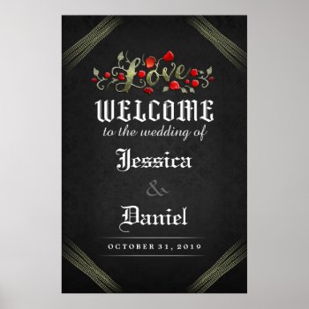 Welcome Wedding Love Gothic Red Roses 24x36 Poster by juliea2010 at Zazzle