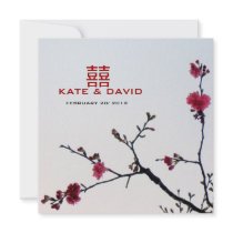 Welcoming Spring/Oriental Sakura Double Happiness Invitation