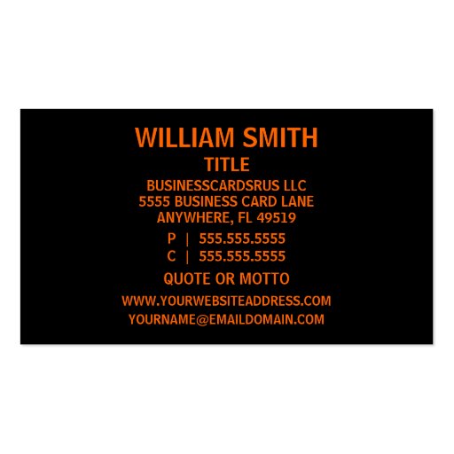 Welder Black and Orange Business Card (back side)